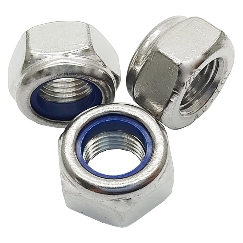 DGZ 5 Pcs M12 x 1.25mm Metric Fine Thread Nylon Insert Lock Nuts, 304 Stainless Steel Non-Slip Self-Locking Nut - Image 4